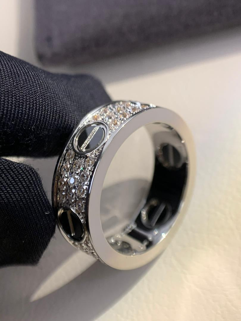 טבעת פאבה מכסף 925 טבעת יוקרתית משובצת זירקונים נוצצים - Jewelluxe