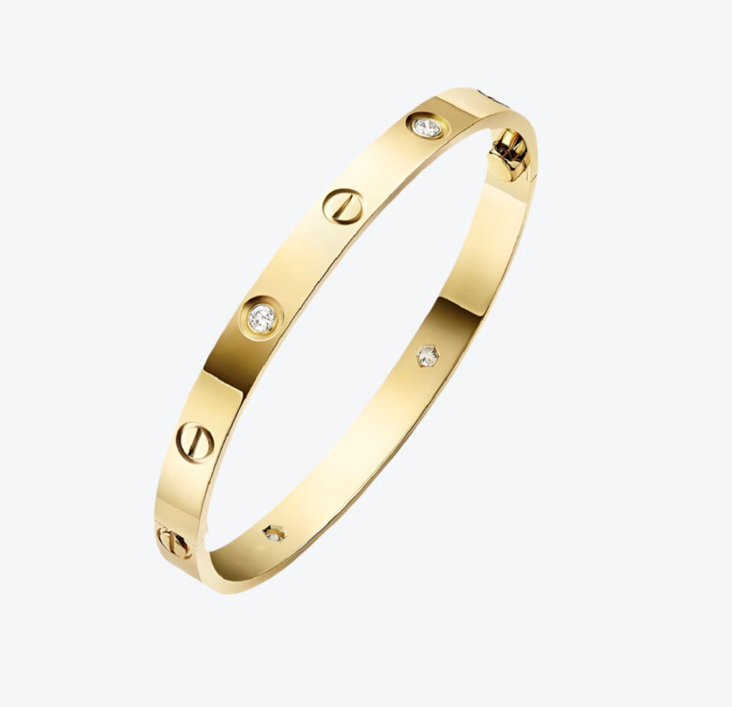 צמיד אלגנטי בגוון זהב משובץ 4 זירקונים נוצצים