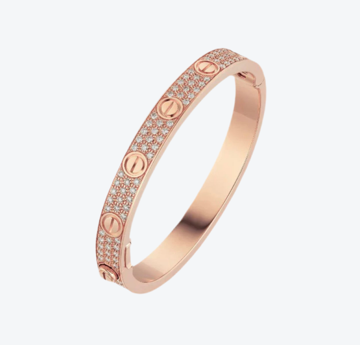 צמיד אלגנטי בגוון זהב ורוד משובץ זירקונים נוצצים