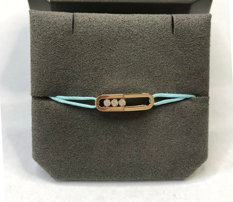 צמיד יוקרתי עם ראש בציפוי זהב ורוד 18K וחוט תכלת - Jewelluxe