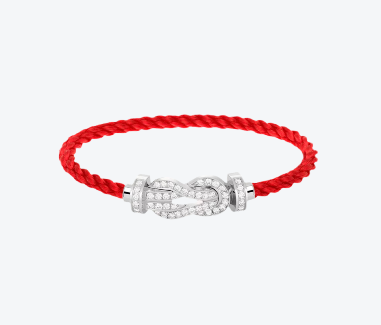 צמיד יוקרתי עם רצועת חבל אדומה ואבזם אינסוף משובץ זירקונים נוצצים