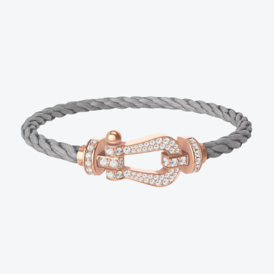 צמיד יוקרתי עם רצועת מתכת כסופה ואבזם בגוון זהב ורוד משובץ בזירקונים נוצצים