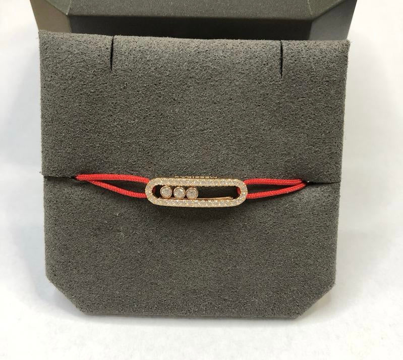 צמיד יוקרתי עם ראש בציפוי זהב ורוד 18K וחוט בגוון אדום - Jewelluxe