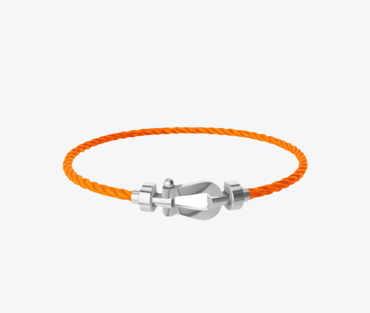 צמיד יוקרתי עם רצועת חבל (דק) בצבע כתום ואבזם כסוף