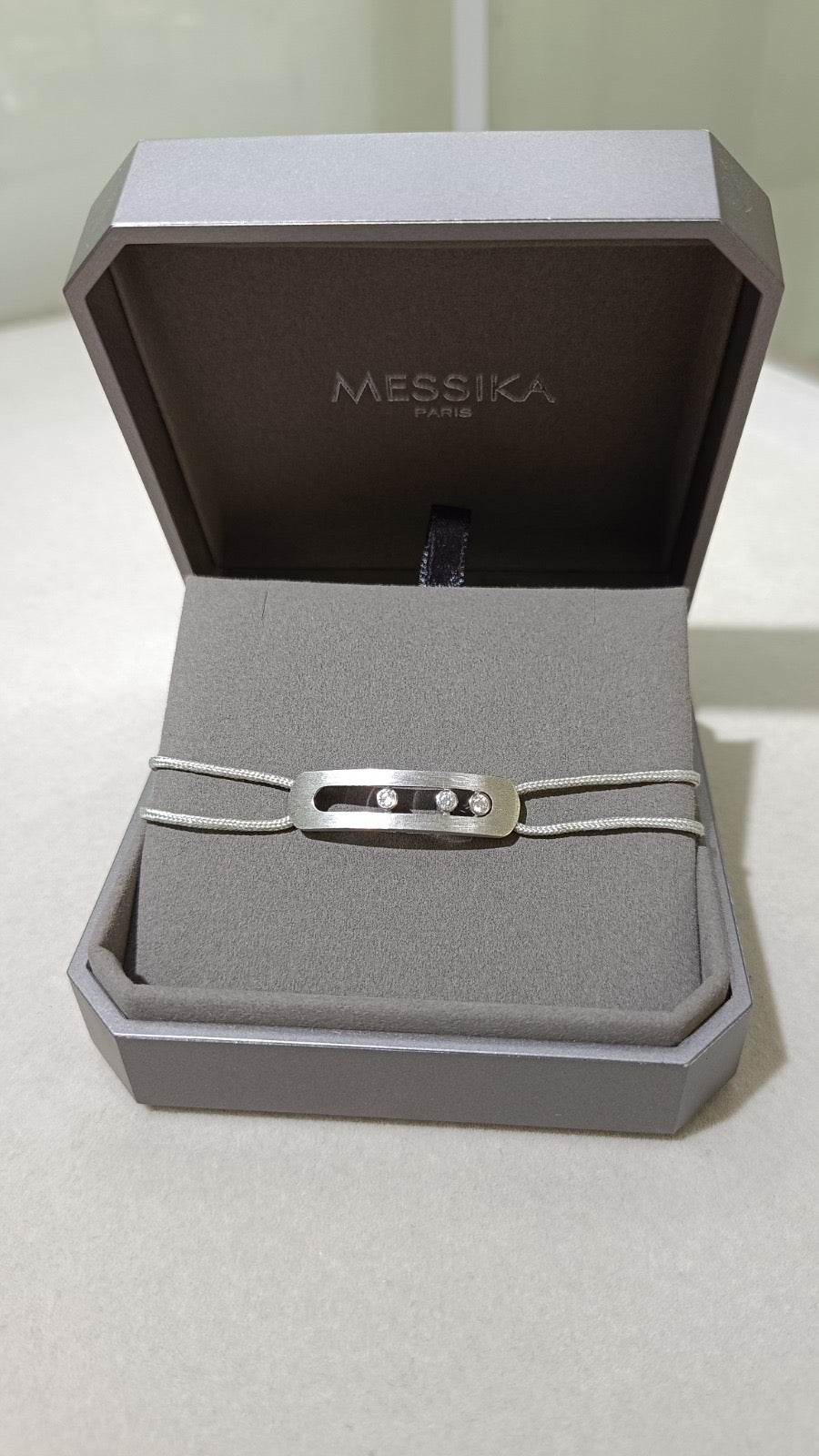 צמיד אלגנטי 3 זירקונים נוצצים רצועת חבל צבע אפור - Jewelluxe