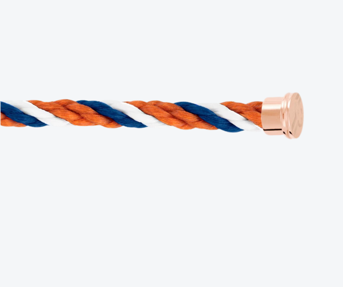 רצועת חבל – כתום, לבן וכחול בעיצוב קלוע