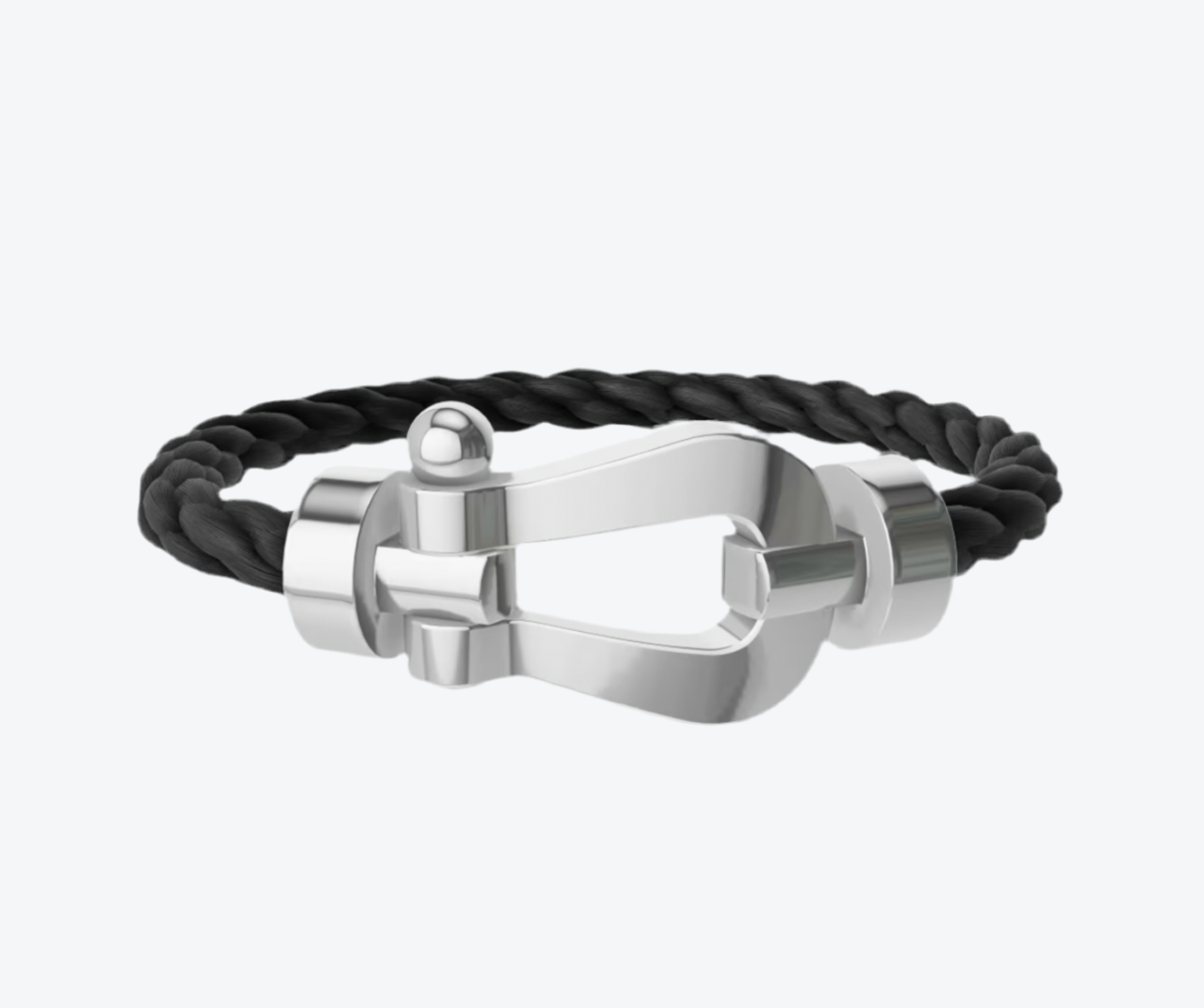 צמיד פרימיום עם רצועת חבל XL בצבע שחור ואבזם XL צבע כסוף - עוצמה ואלגנטיות במראה ייחודי