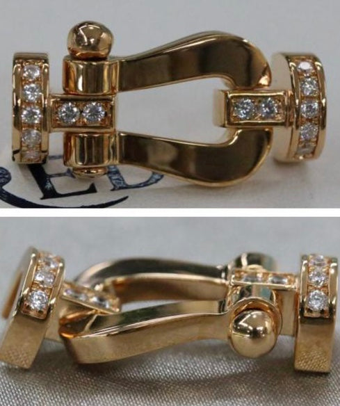 אבזם יוקרתי מצופה זהב ורוד 18K ומשובץ חצי זירקונים - Jewelluxe