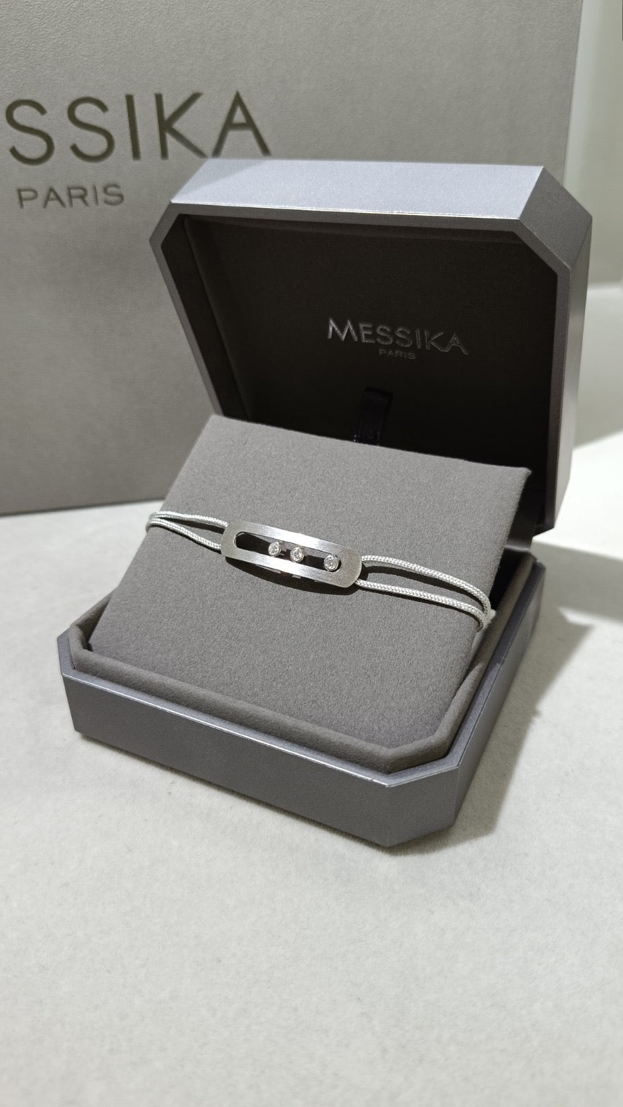 צמיד אלגנטי 3 זירקונים נוצצים רצועת חבל צבע אפור - Jewelluxe