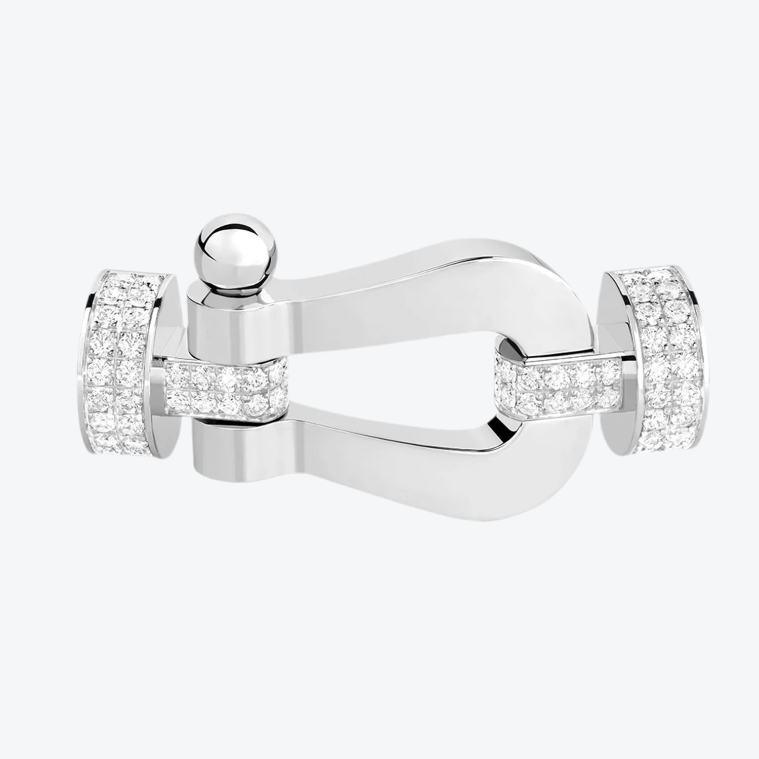 אבזם יוקרתי XL בגוון כסף – משובץ חצי זירקונים נוצצים