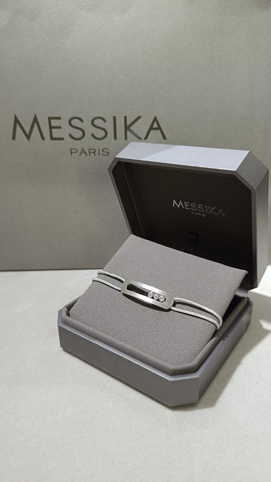 צמיד אלגנטי 3 זירקונים נוצצים רצועת חבל צבע אפור - Jewelluxe