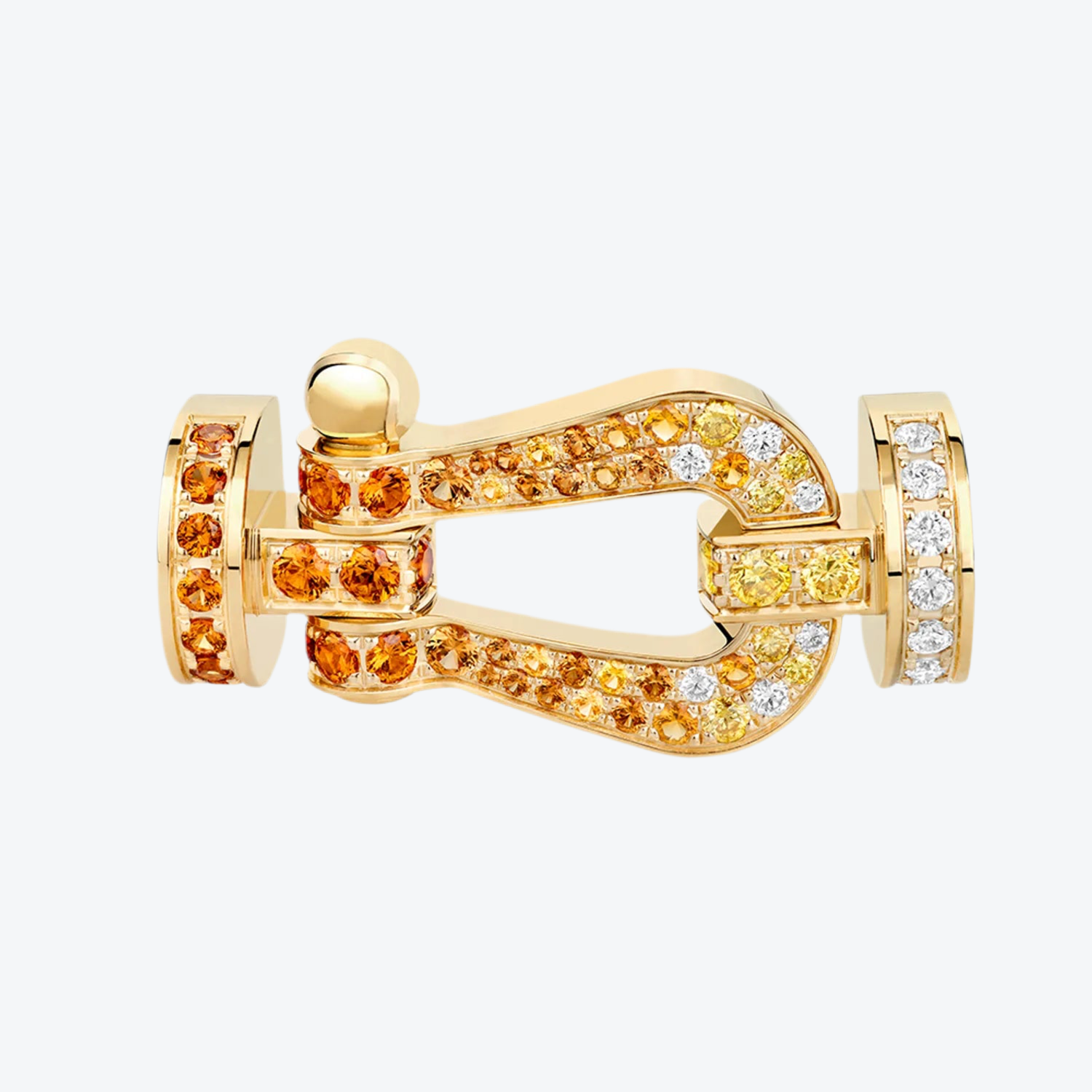 אבזם יוקרתי בגוון זהב – RG רולאן גארוס משובץ זירקונים כתומים