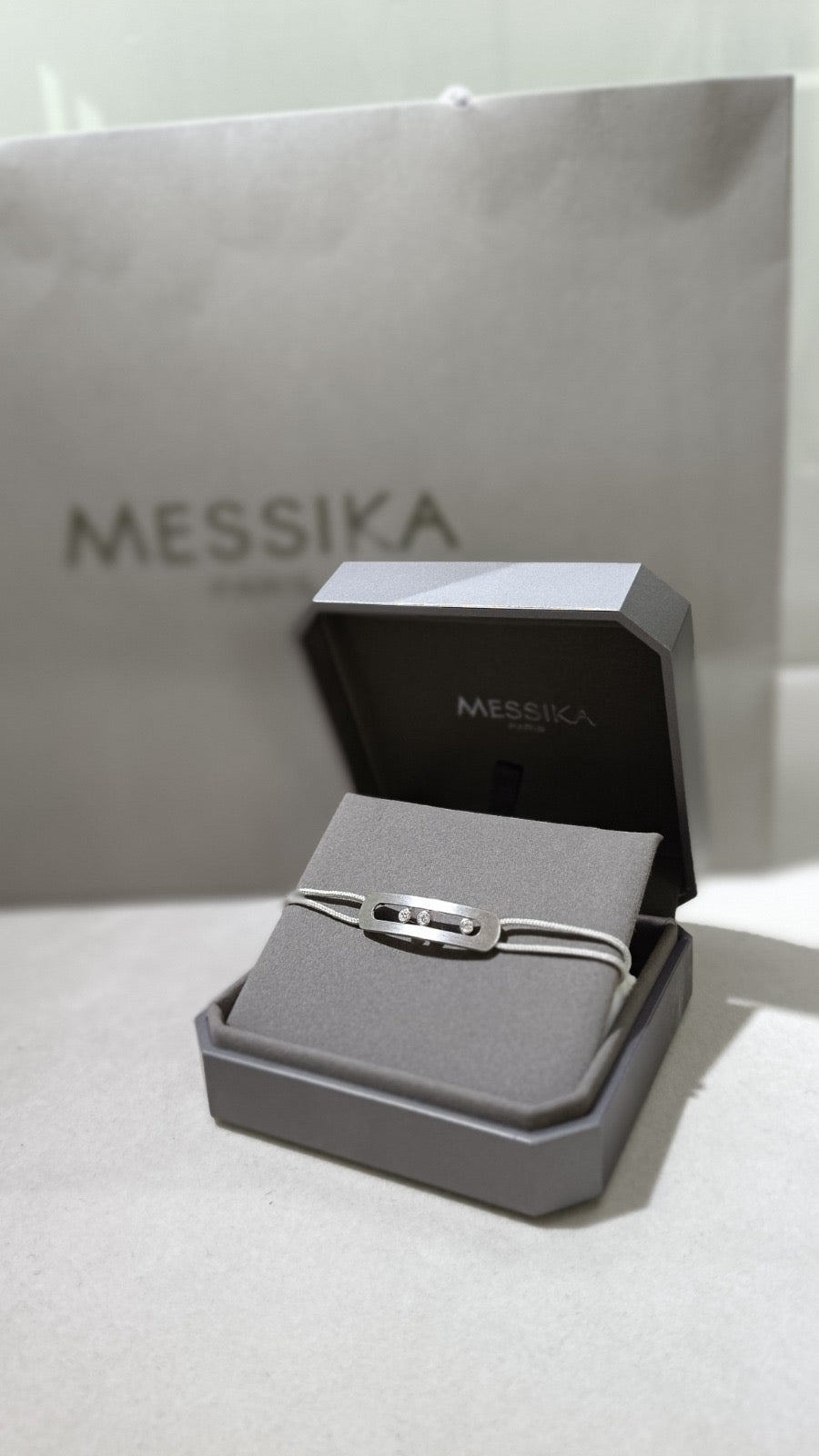 צמיד אלגנטי 3 זירקונים נוצצים רצועת חבל צבע אפור - Jewelluxe