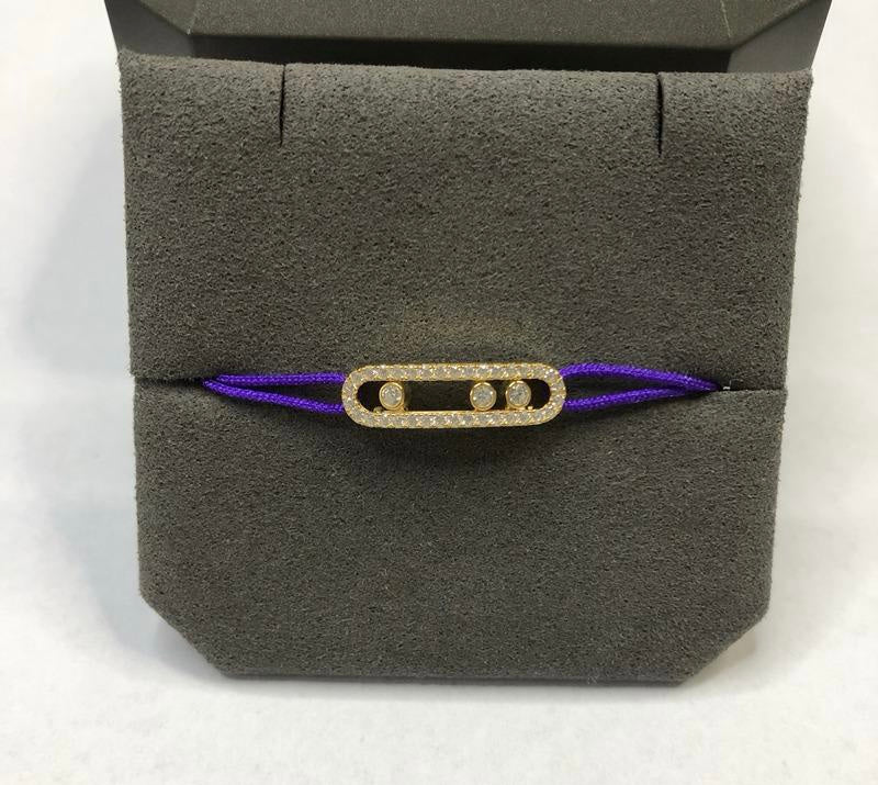 צמיד יוקרתי עם ראש בציפוי זהב 18K וחוט בגוון סגול - Jewelluxe