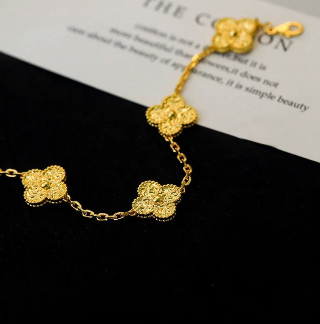 Armband Kleeblatt mit 5 Kleeblättern in Farbton Gold