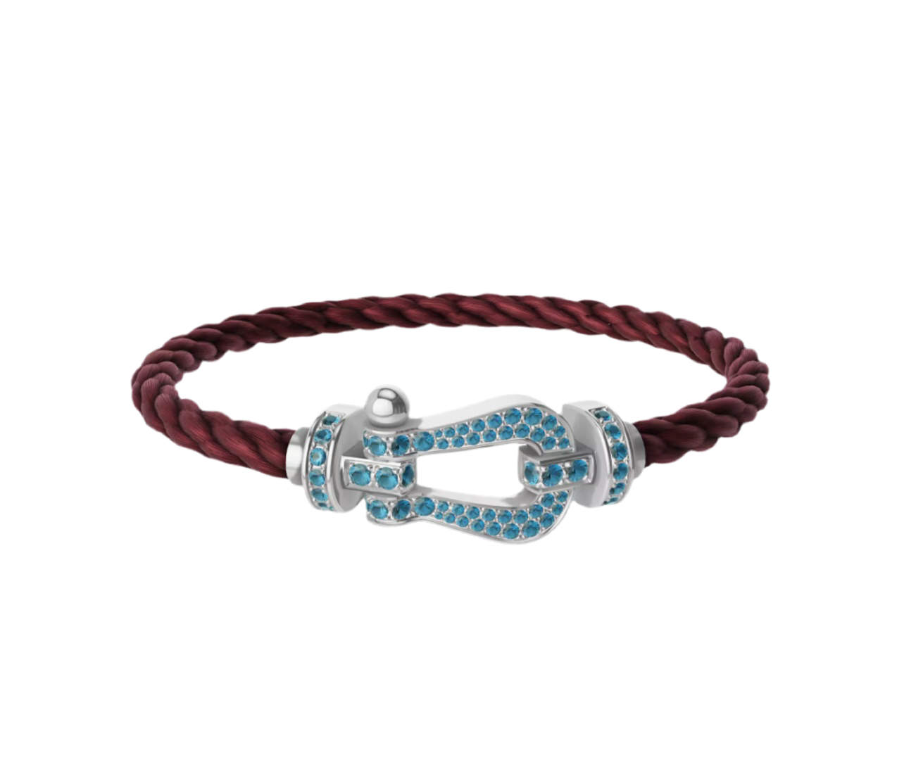 Elegant bracelet with blue zircons and a burgundy rope strap - a perfect combination of style and quality