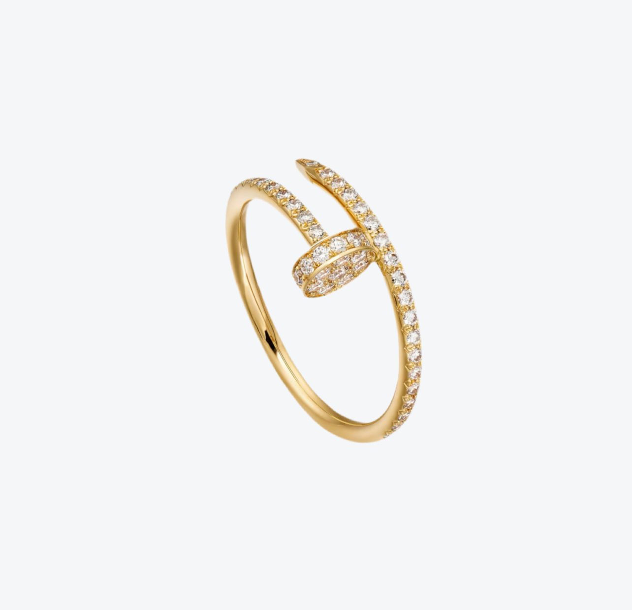 טבעת אלגנטית מסמר בגוון זהב משובץ זירקונים נוצצים