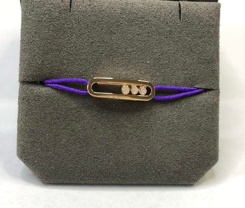 צמיד יוקרתי עם ראש בציפוי זהב ורוד 18K וחוט סגול - Jewelluxe