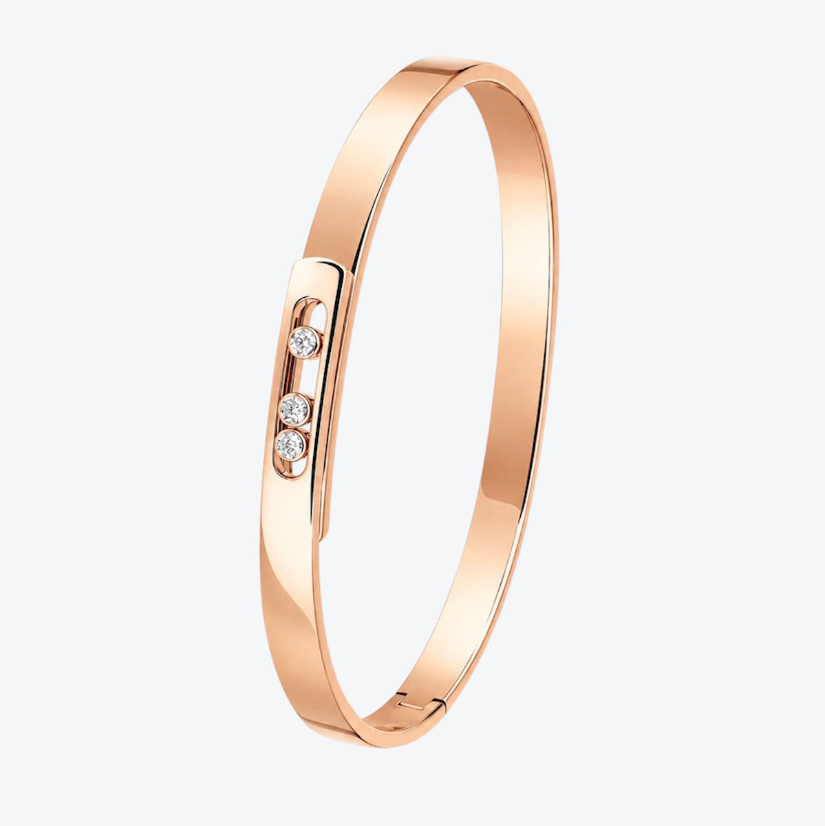 צמיד אהבה בגוון רוז גולד עם 3 זירקונים נעים – JEWELLUXE™