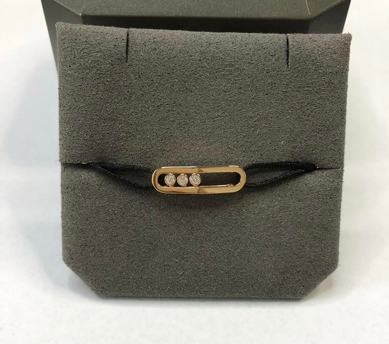 צמיד יוקרתי עם ראש בציפוי זהב ורוד 18K וחוט שחור - Jewelluxe