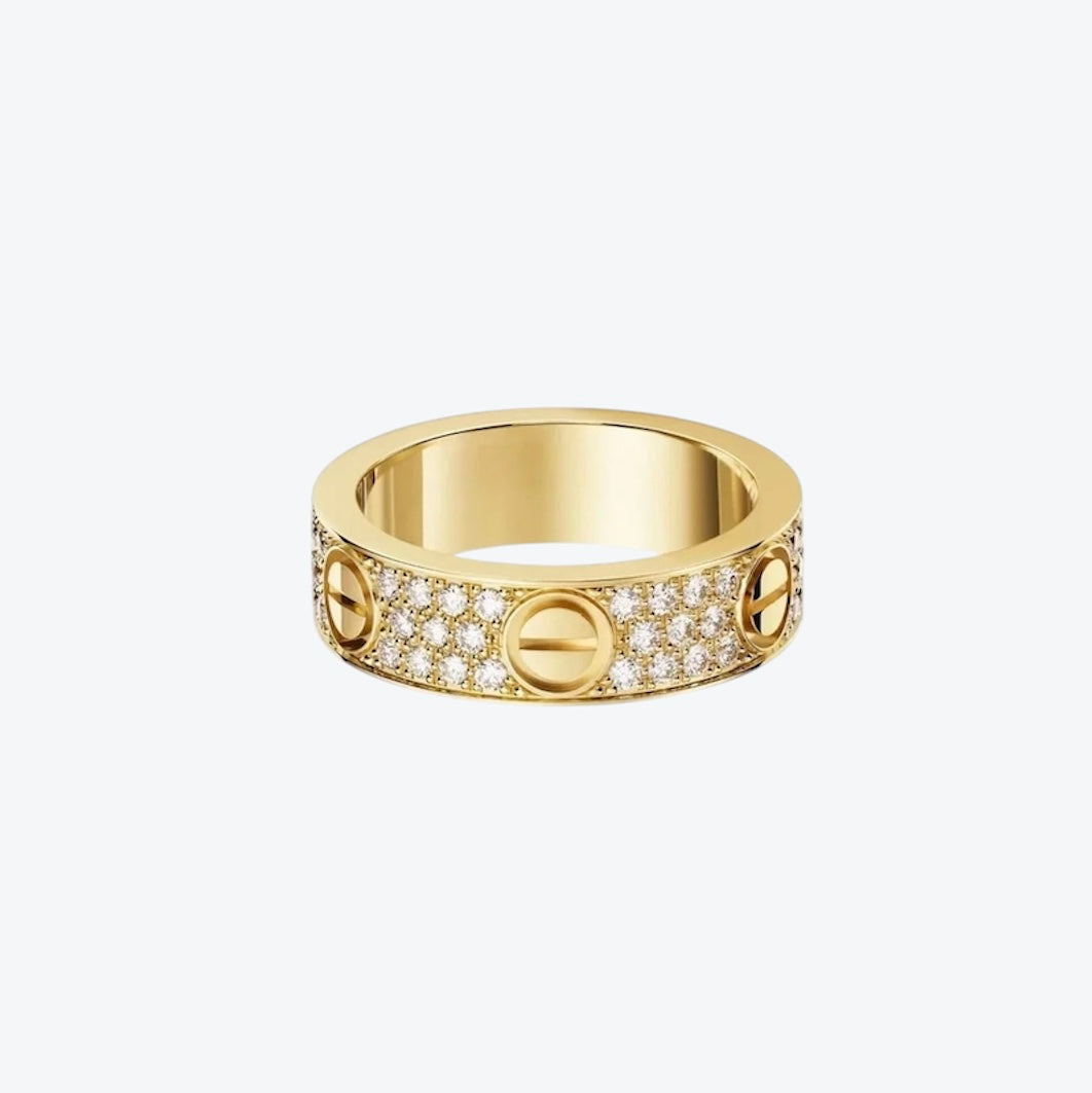 Bague élégante dorée sertie de zircons étincelants — JEWELLUXE™