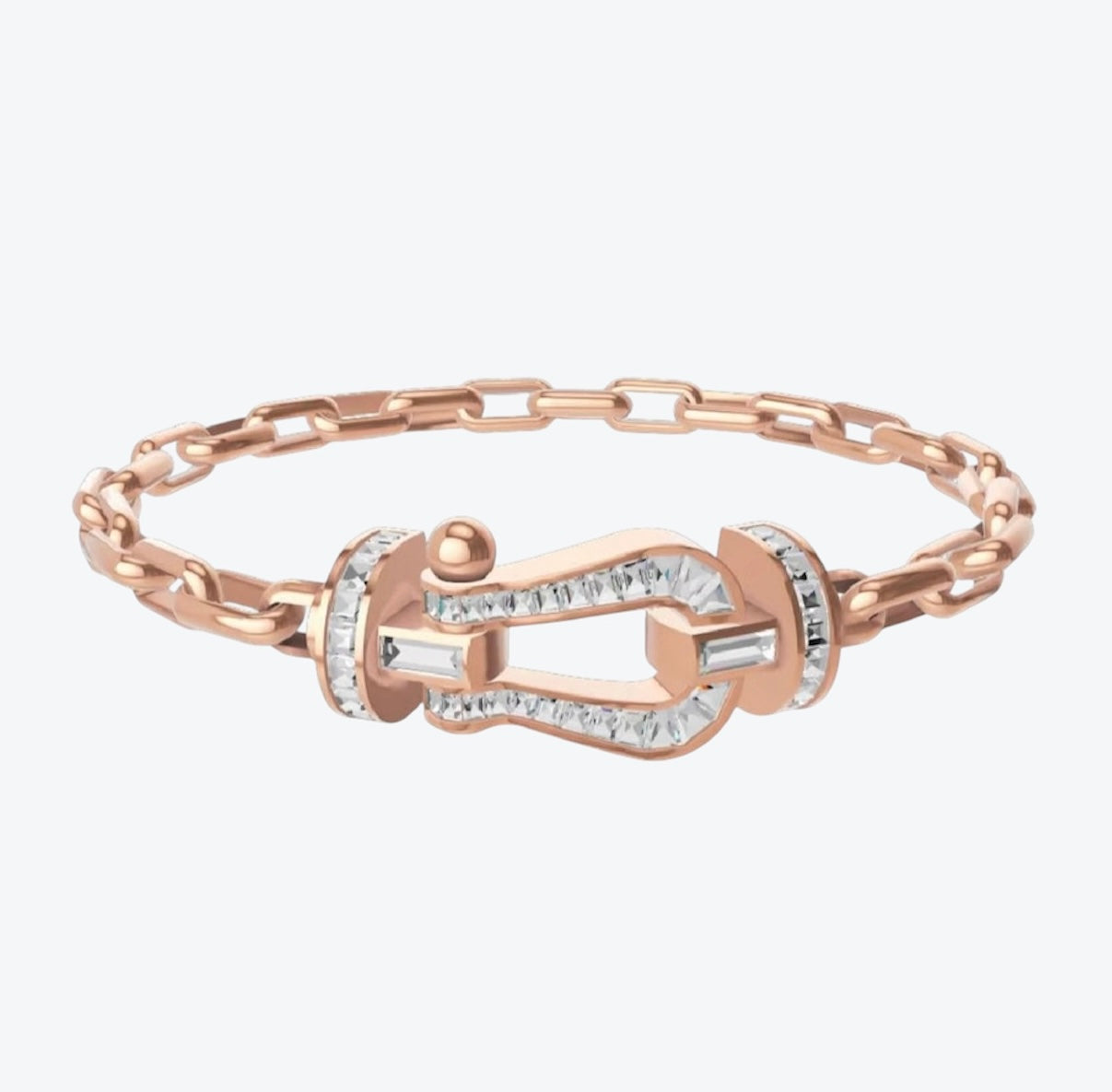 Bracelet de luxe avec maillons et fermoir plaqué or rose orné de cristaux scintillants — JEWELLUXE™