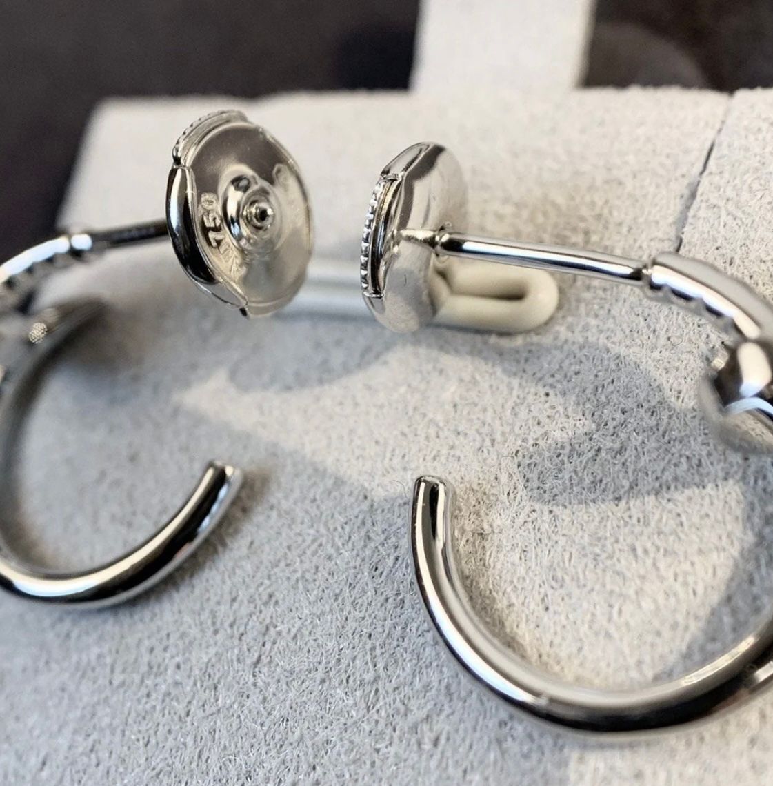 עגילים אלגנטים מסמר בגוון כסף מבריק