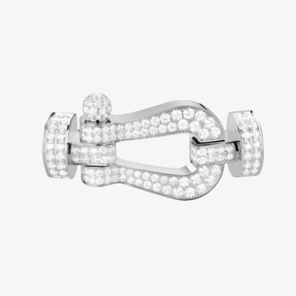 אבזם יוקרתי XL בגוון כסף – משובץ כולו זירקונים נוצצים