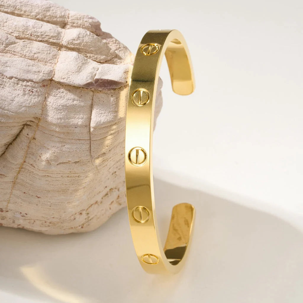 Bracelet ouvert élégant en or brillant — JEWELLUXE™
