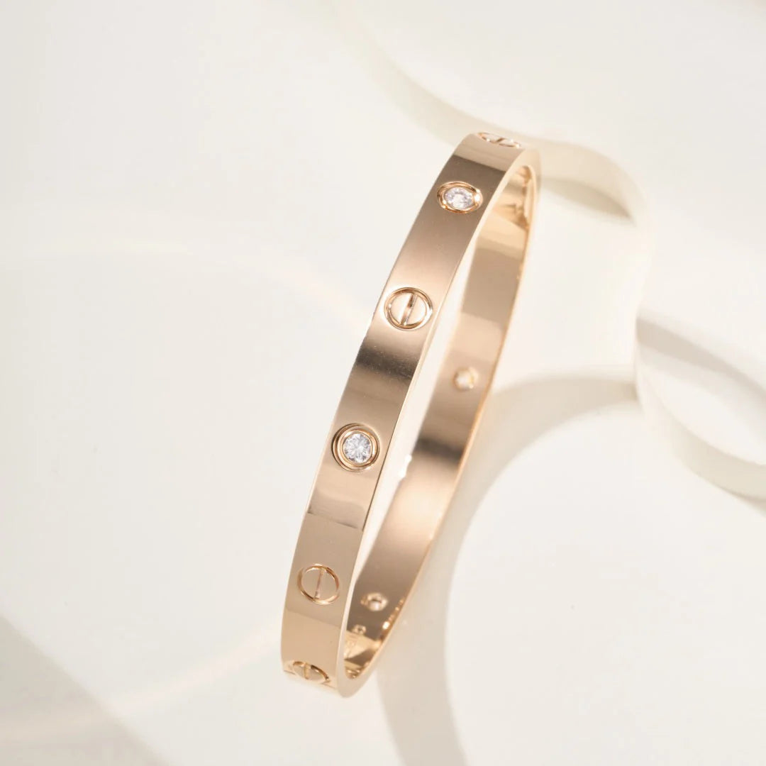 Bracelet élégant orné de 4 zircons étincelants, couleur or rose — JEWELLUXE™