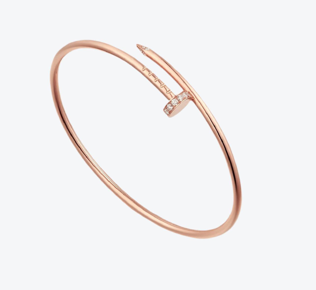 צמיד אלגנטי מסמר בגוון זהב ורוד משובץ חצי זירקונים נוצצים