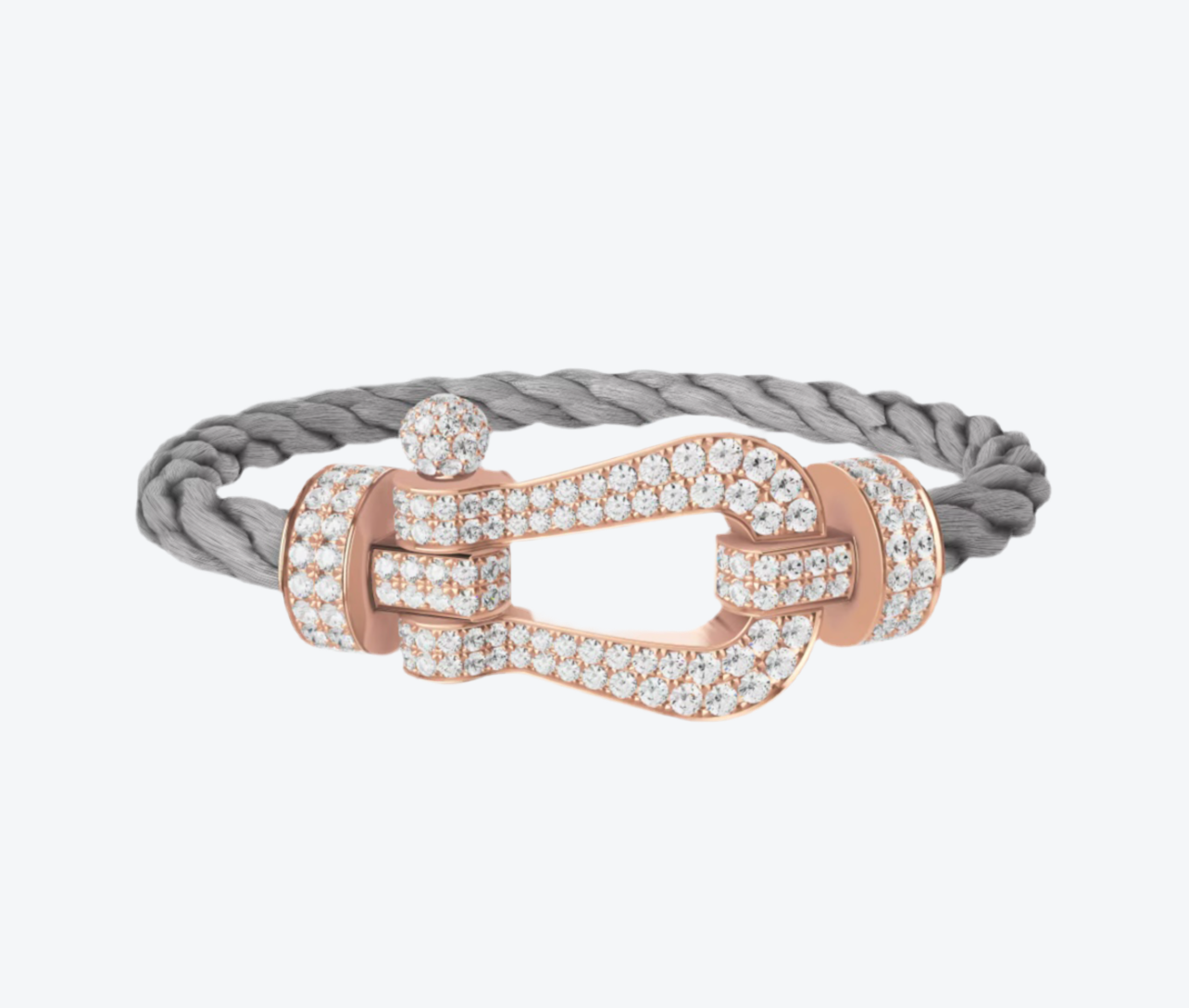 צמיד פרימיום עם רצועת מתכת XL עבה בצבע אפור אל-חלד ואבזם XL צבע זהב ורוד משובץ זירקונים נוצצים - אלגנטיות מחוספסת ועמידות מרשימה