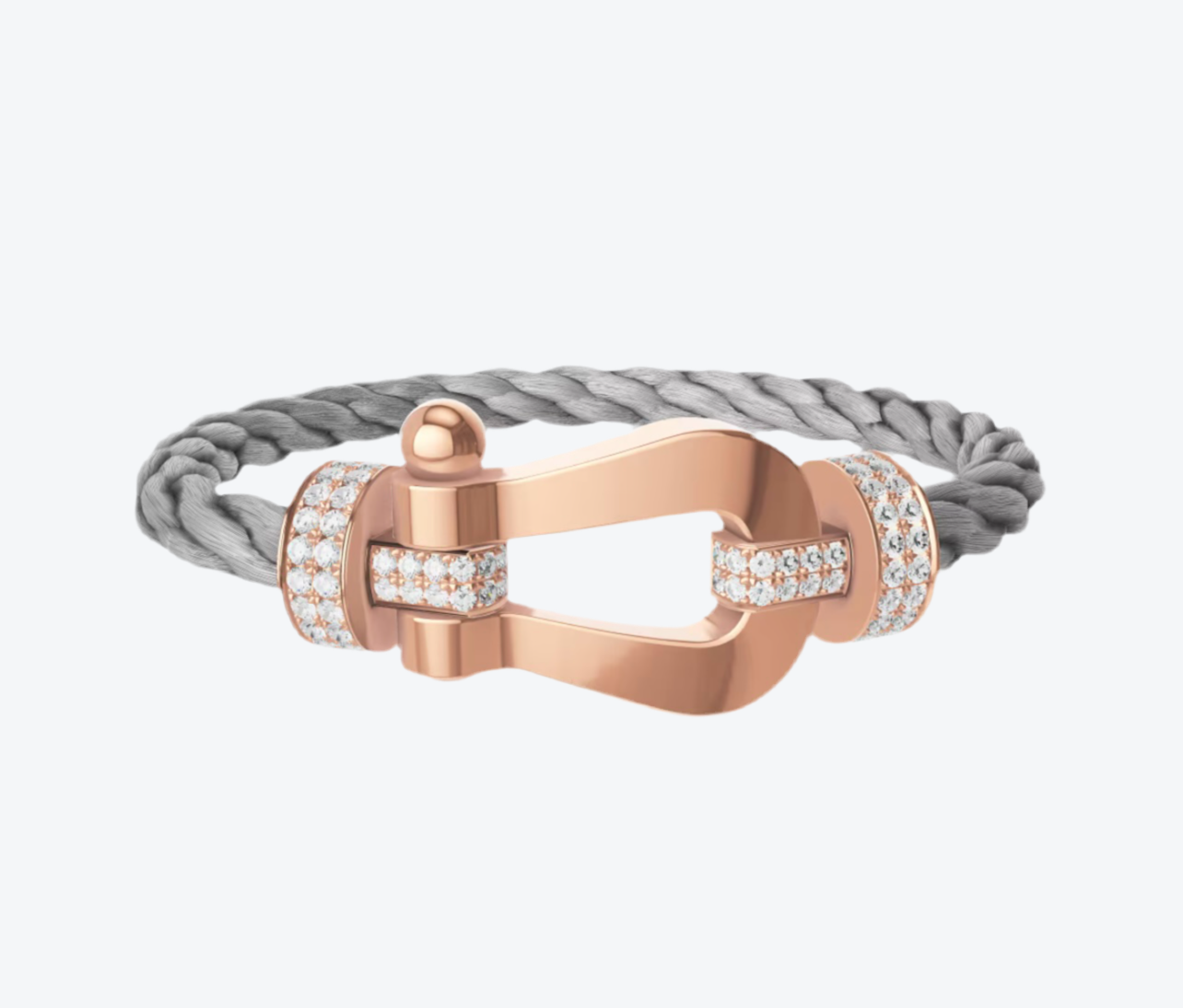 צמיד פרימיום עם רצועת XL מתכת בצבע אפור ואבזם XL צבע זהב ורוד משובץ חצי זירקונים - מראה מודרני ומלא ברק