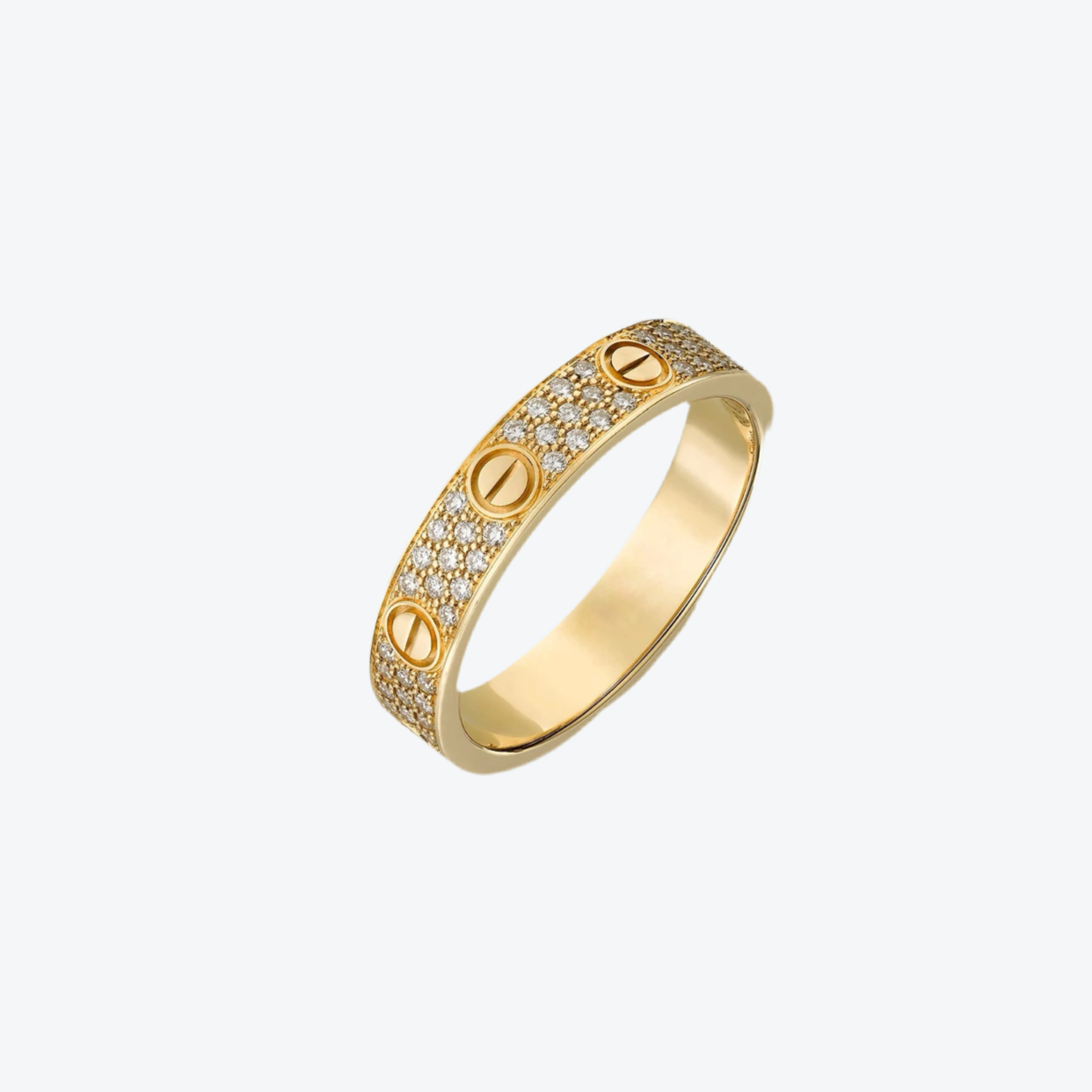 טבעת אלגנטית בגוון זהב משובצת זירקונים נוצצים