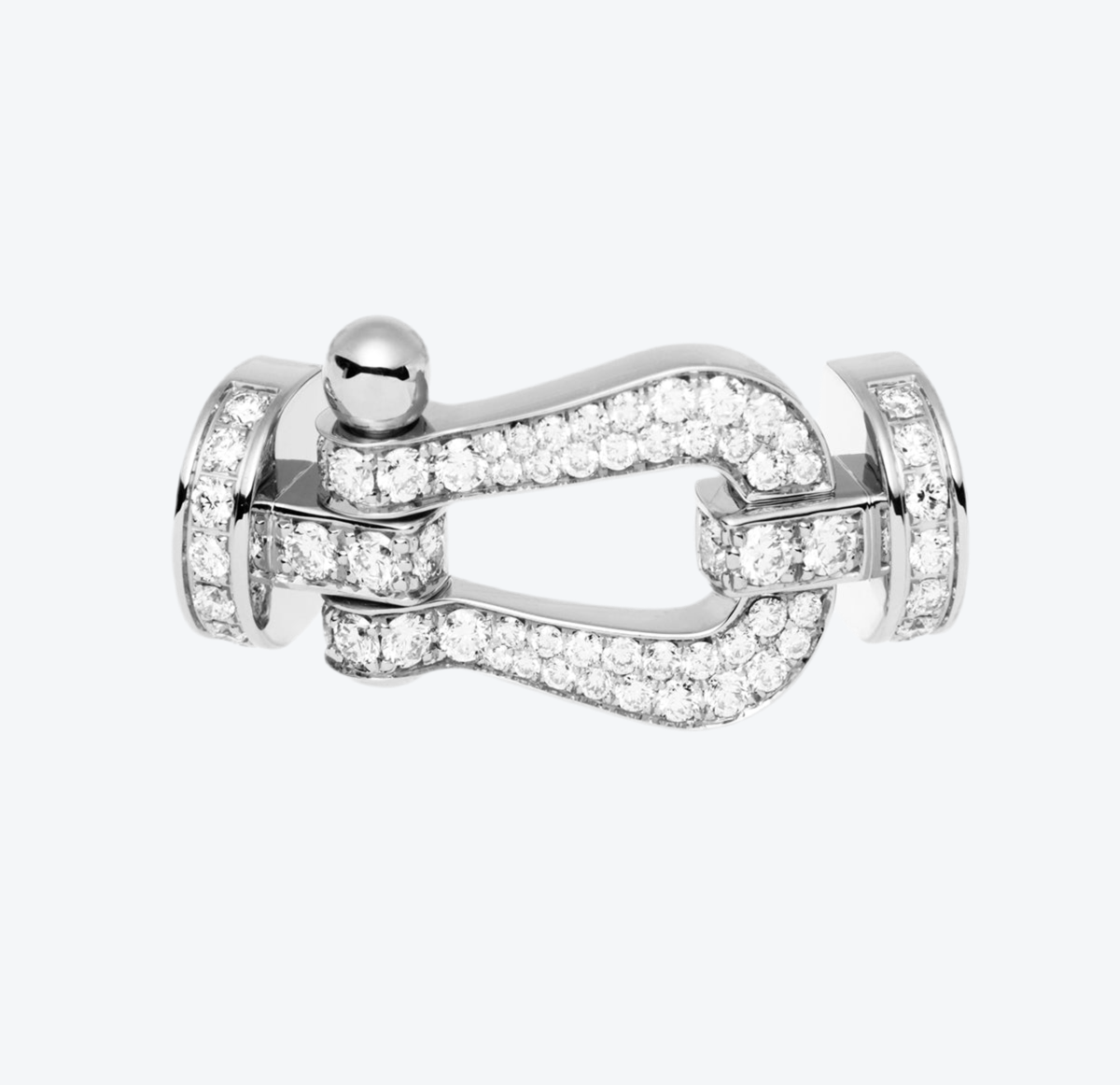 אבזם יוקרתי בגוון כסף מבריק – משובץ זרקונים לבנים