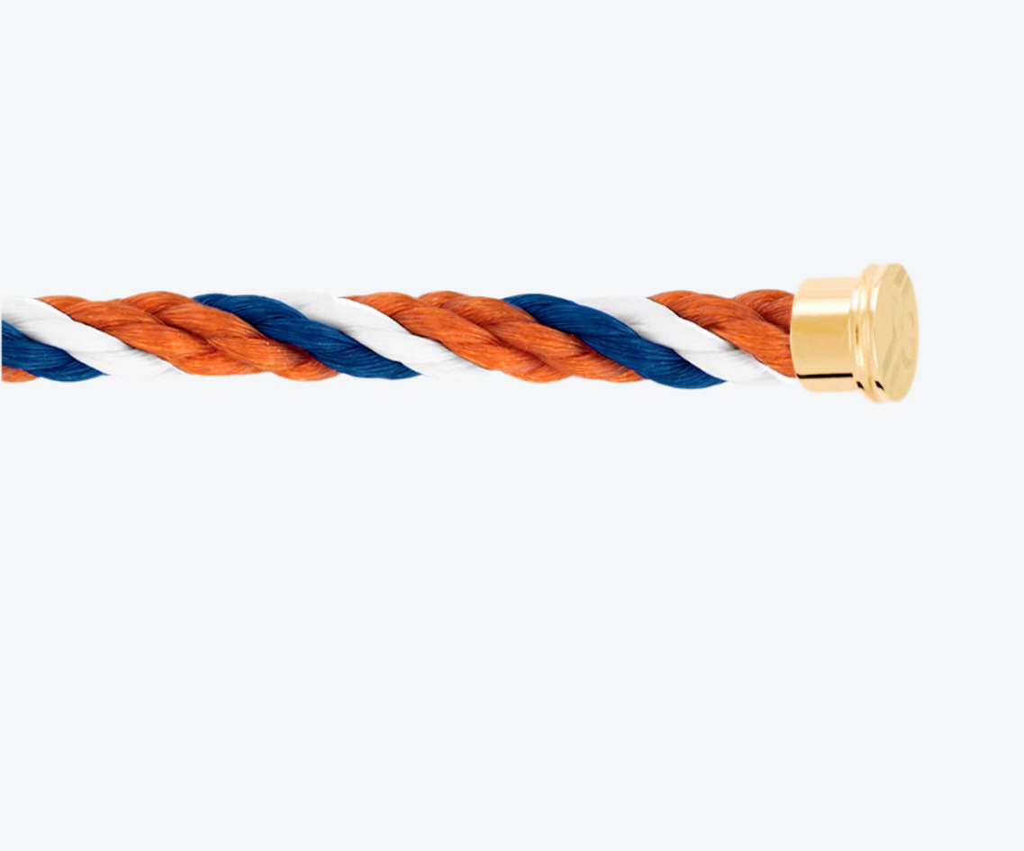 רצועת חבל – כתום, לבן וכחול בעיצוב קלוע