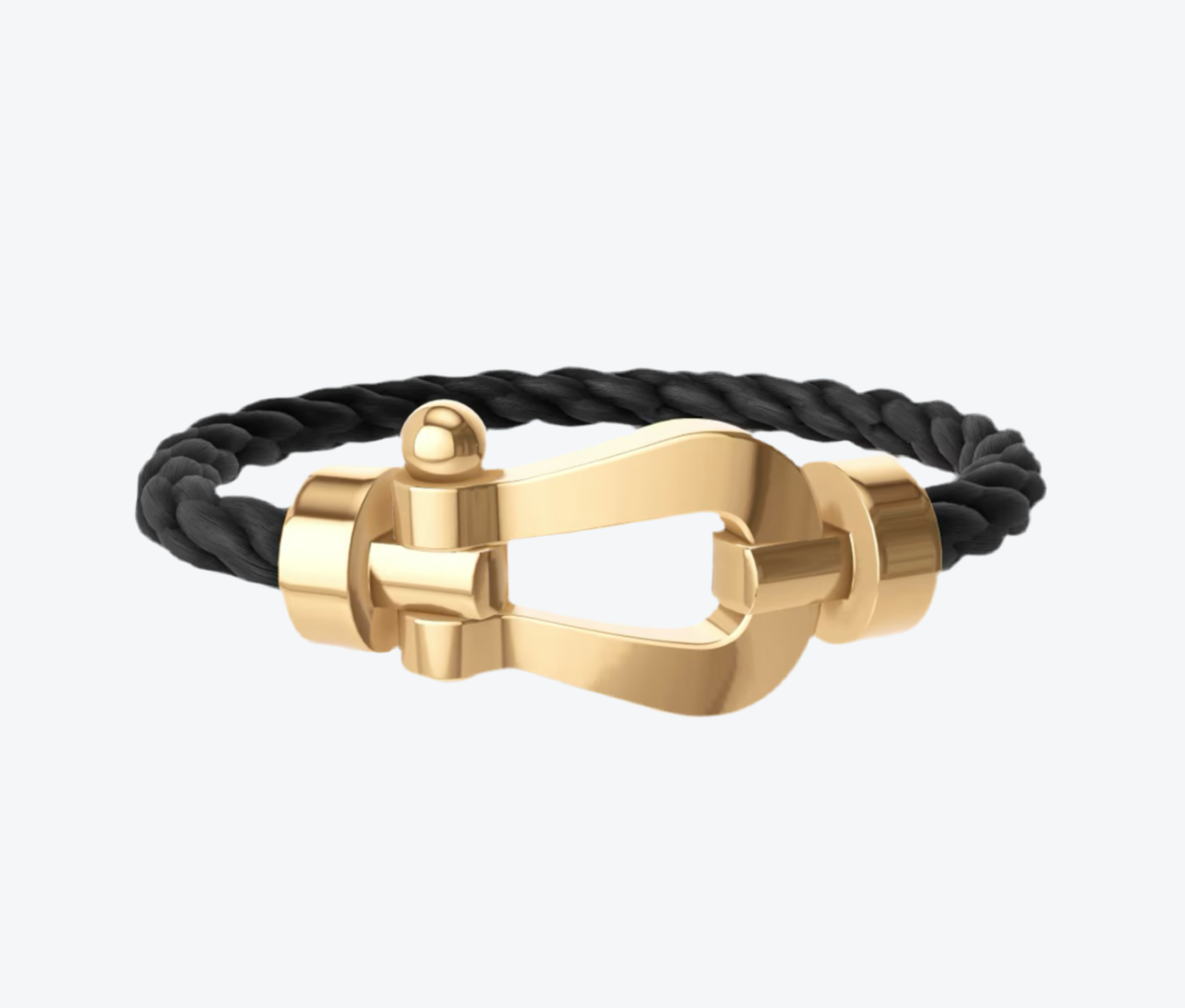 צמיד פרימיום רצועת חבל XL בצבע שחור עם אבזם צבע זהב צהוב