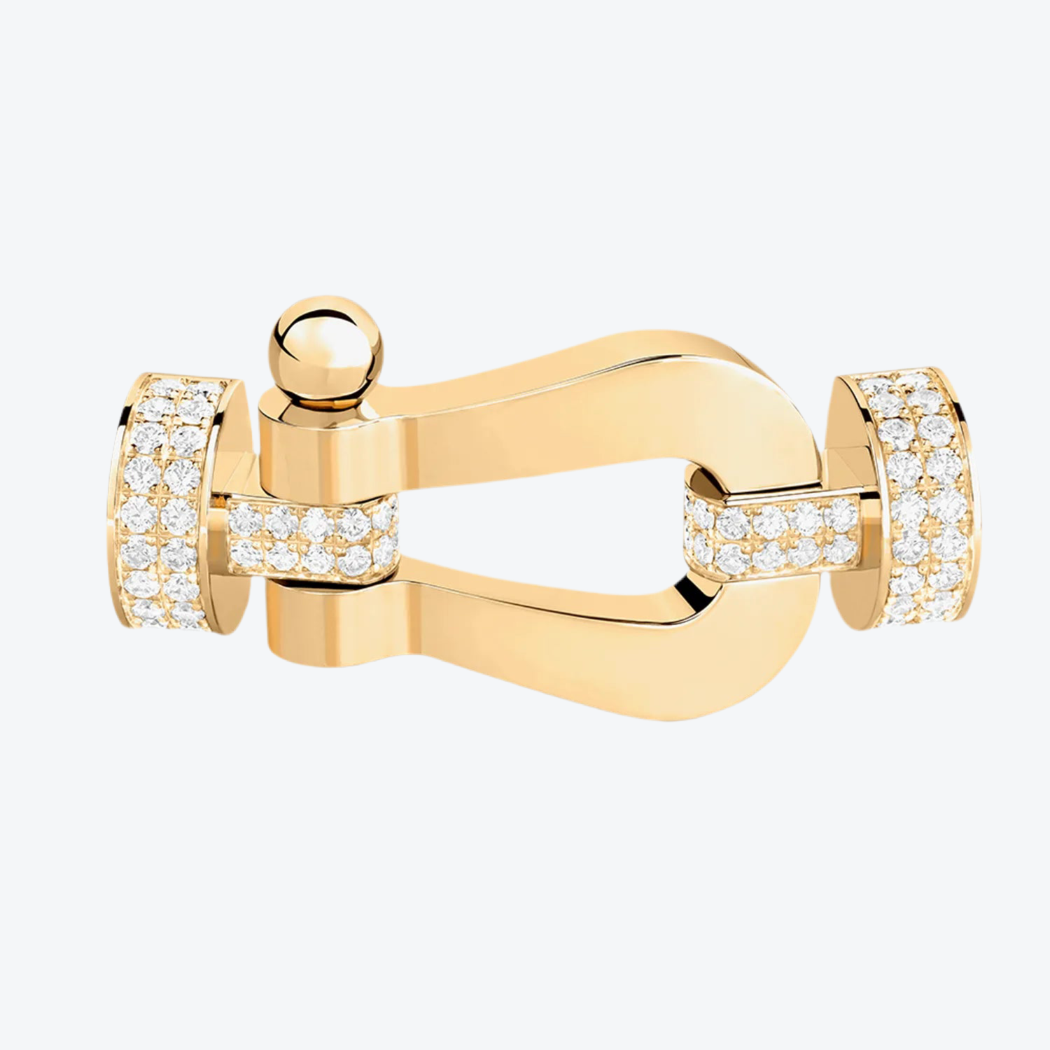 אבזם יוקרתי XL בגוון זהב צהוב – משובץ חצי זירקונים נוצצים