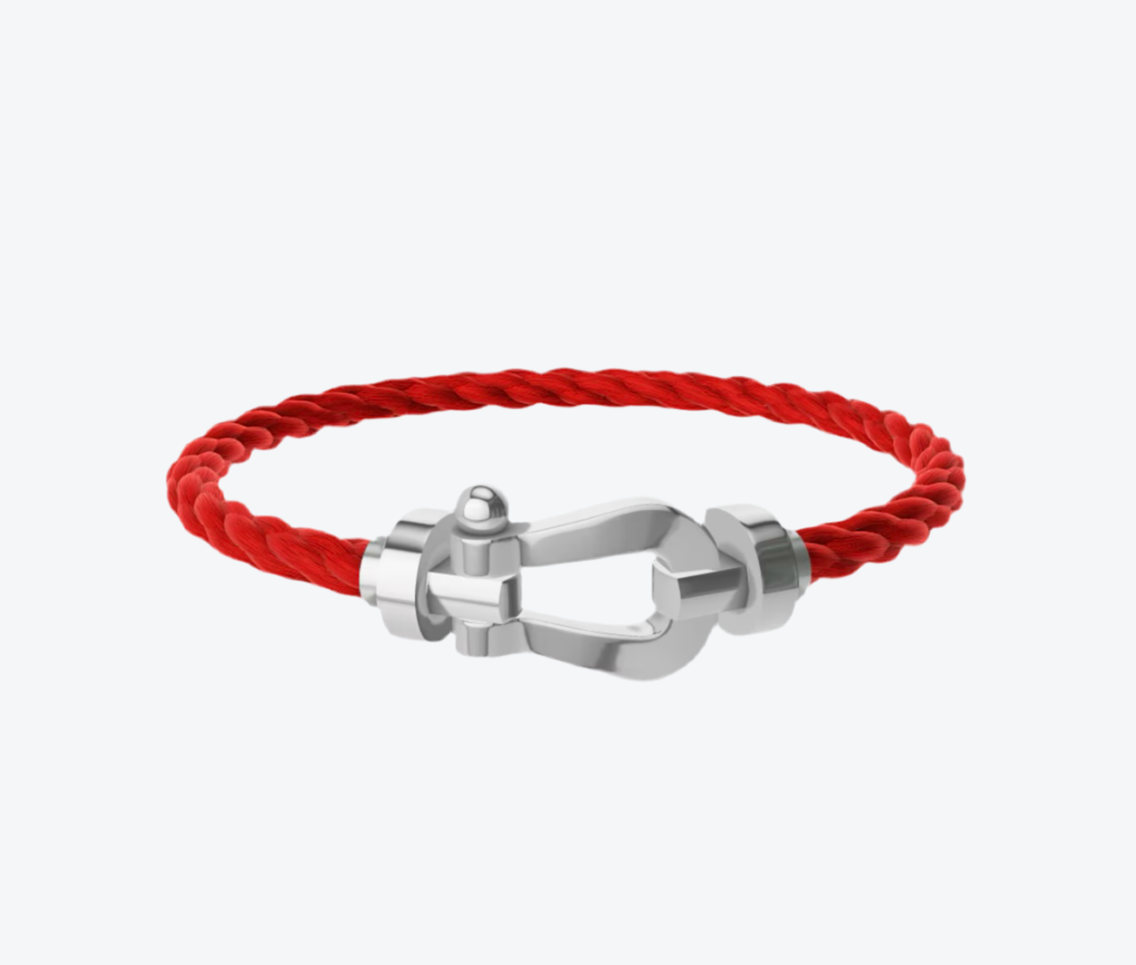 צמיד יוקרתי עם רצועת חבל אדומה ואבזם בגוון כסף