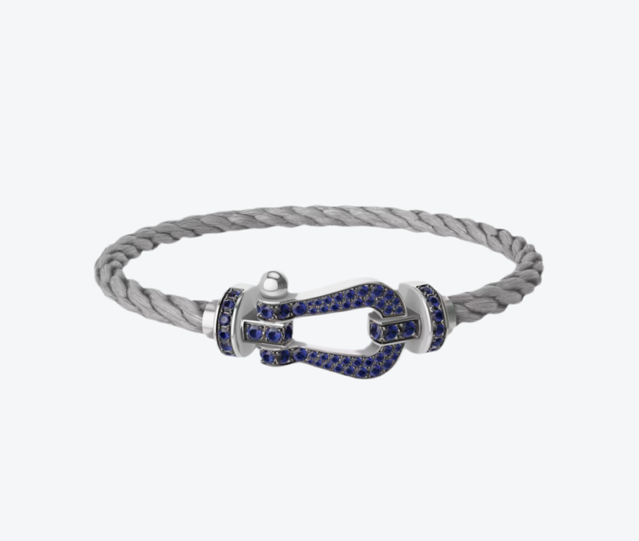 צמיד יוקרתי עם רצועת מתכת אפורה ואבזם בגוון כסף משובץ בזירקונים