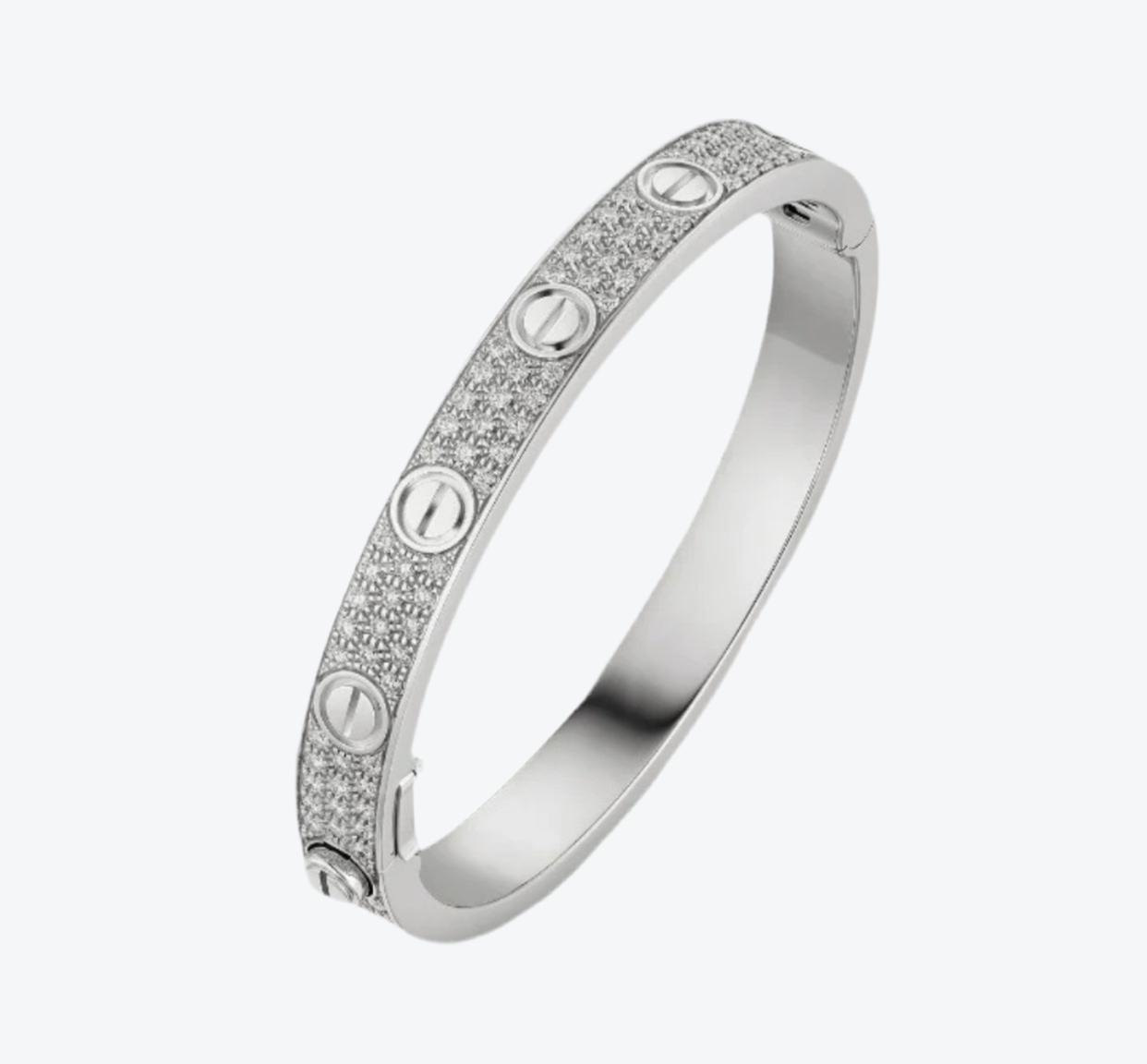 צמיד אלגנטי בגוון כסף משובץ זירקונים נוצצים