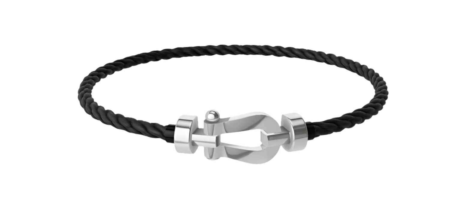 Bracelet de luxe avec bracelet (fin) couleur noir et boucle argentée