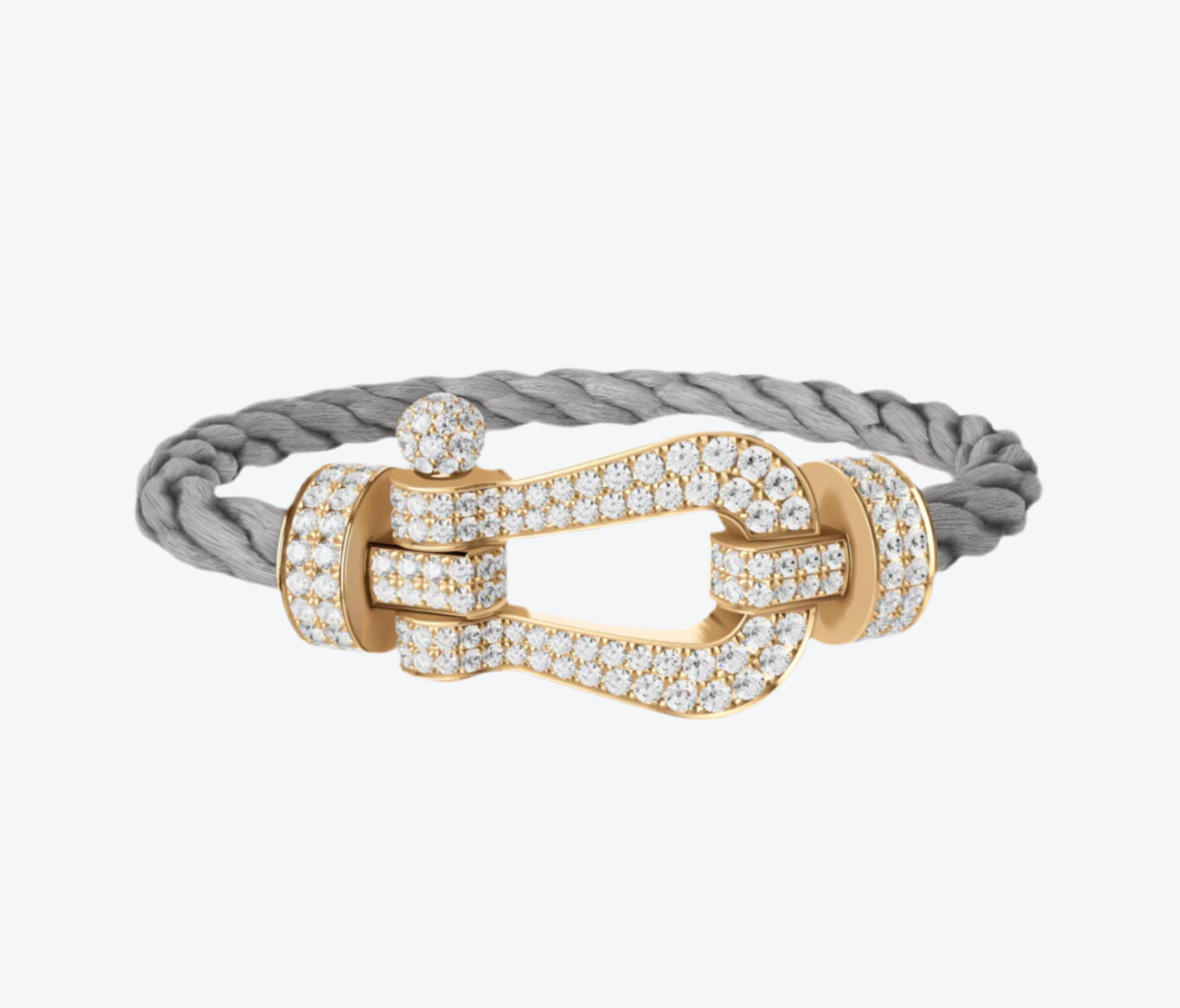 צמיד פרימיום עם רצועת XL מתכת בצבע אפור ואבזם XL צבע זהב משובץ זירקונים נוצצים - אלגנטיות ועוצמה במראה מושלם