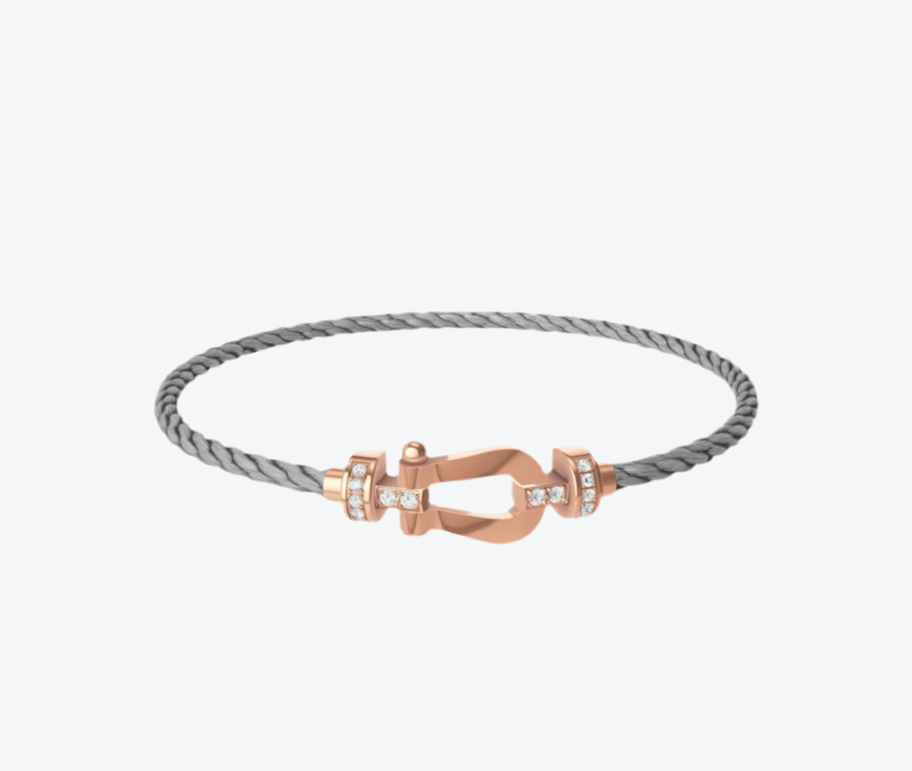 צמיד יוקרתי עם רצועת מתכת (דק)  בצבע כסף, אבזם צבע זהב ורוד ושיבוץ חלקי של זירקונים