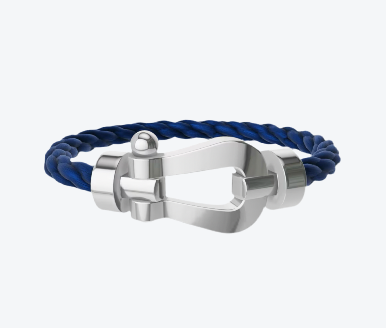 צמיד פרימיום עם רצועת חבל XL בצבע כחול ואבזם XL כסוף - עוצמה ואלגנטיות במראה ייחודי