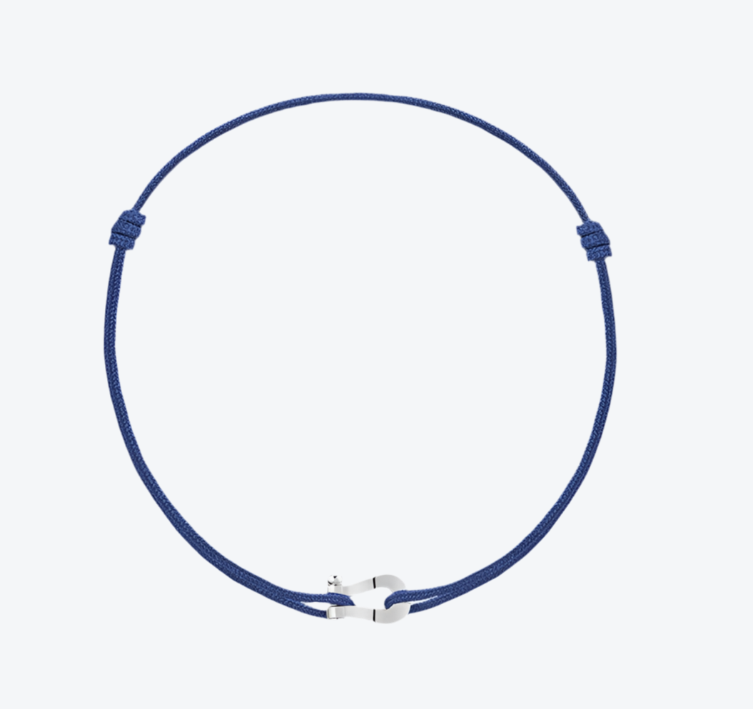 צמיד יוקרתי חבל כחול עם אבזם כסוף