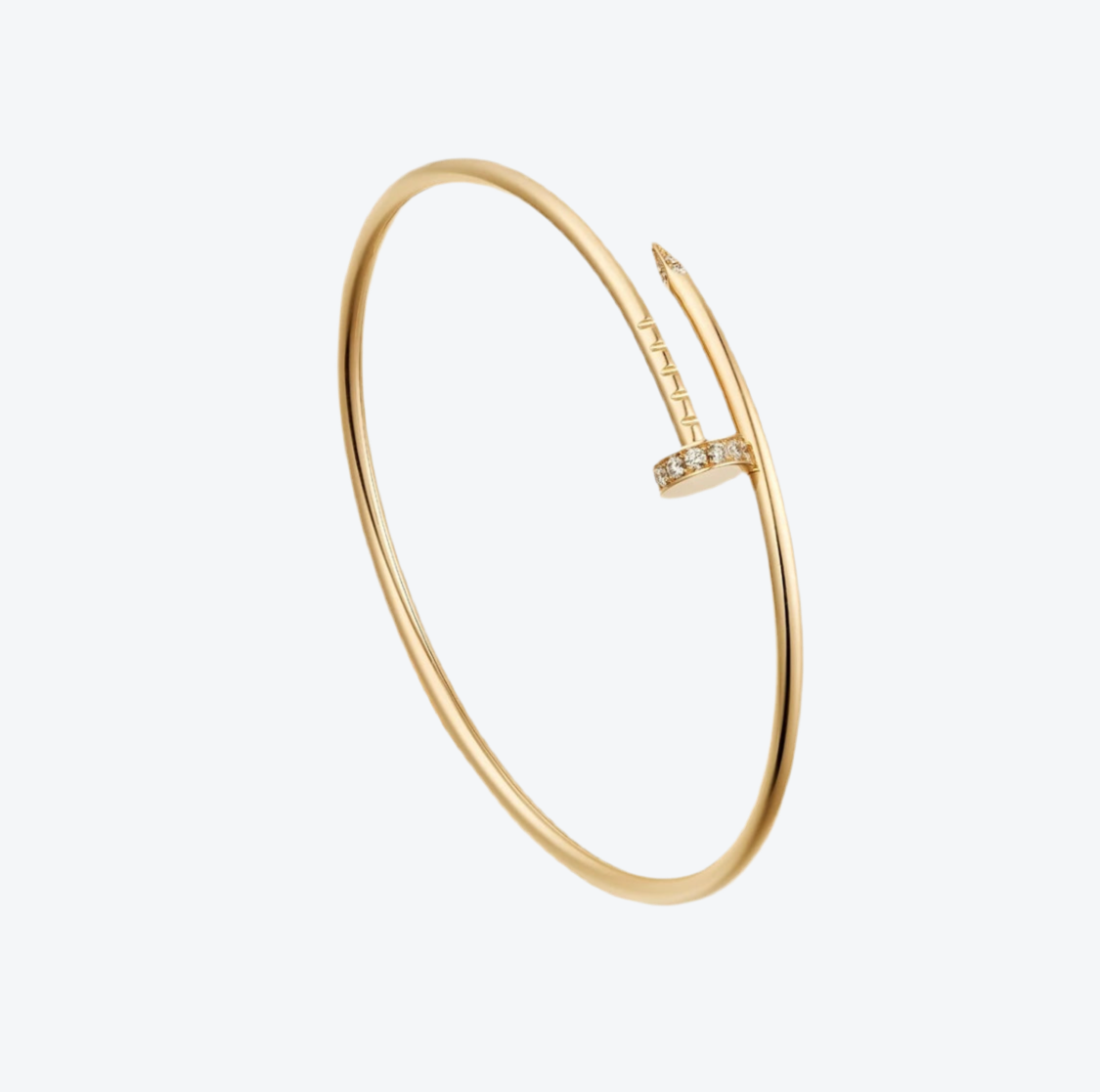 צמיד אלגנטי מסמר בגוון זהב משובץ חצי זירקונים נוצצים