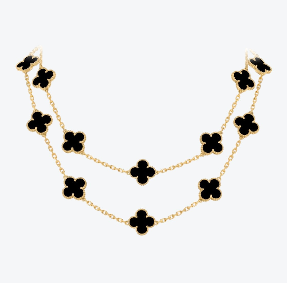 שרשרת 20 תלתנים צבע זהב עם תליון תלתן שחור