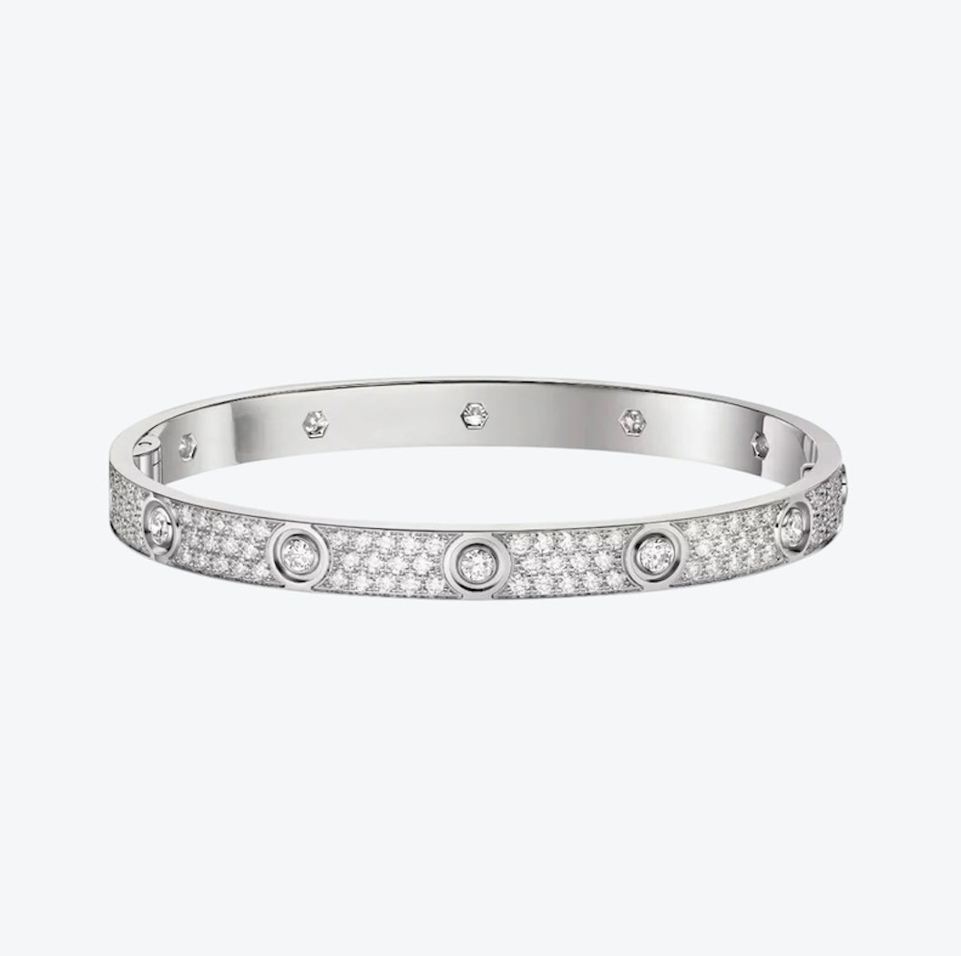 Bracelet élégant couleur argent serti de zircons scintillants — JEWELLUXE™