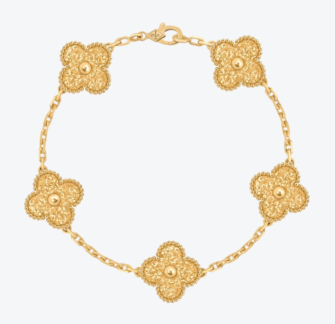 צמיד תלתן עם 5 תלתנים בגוון זהב